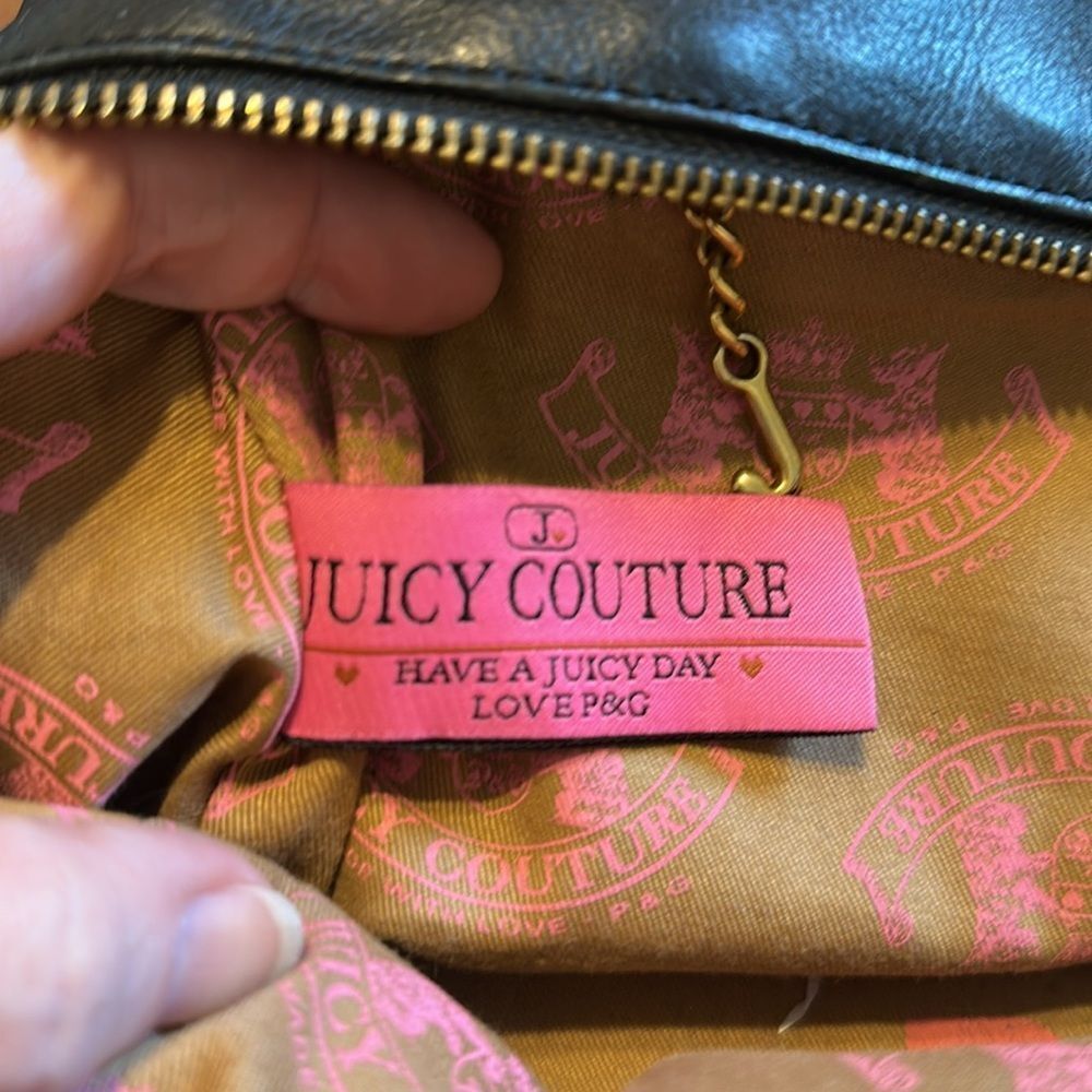 JUICY COUTURE Black Leather Studded Doctor Bag Satchel Biker Purse VTG Y2K - Picture 13 of 15